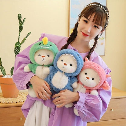 Teddybär mit Kapuze, 35 cm Blau – Weiches Kuscheltier für Kinder
