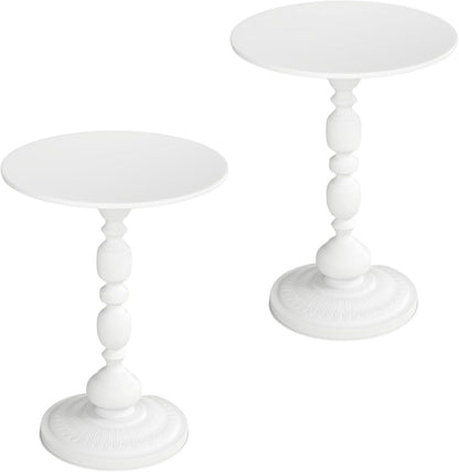 Runder Couchtisch 2er Set Weiß Metall Beistelltische Wohnzimmer
