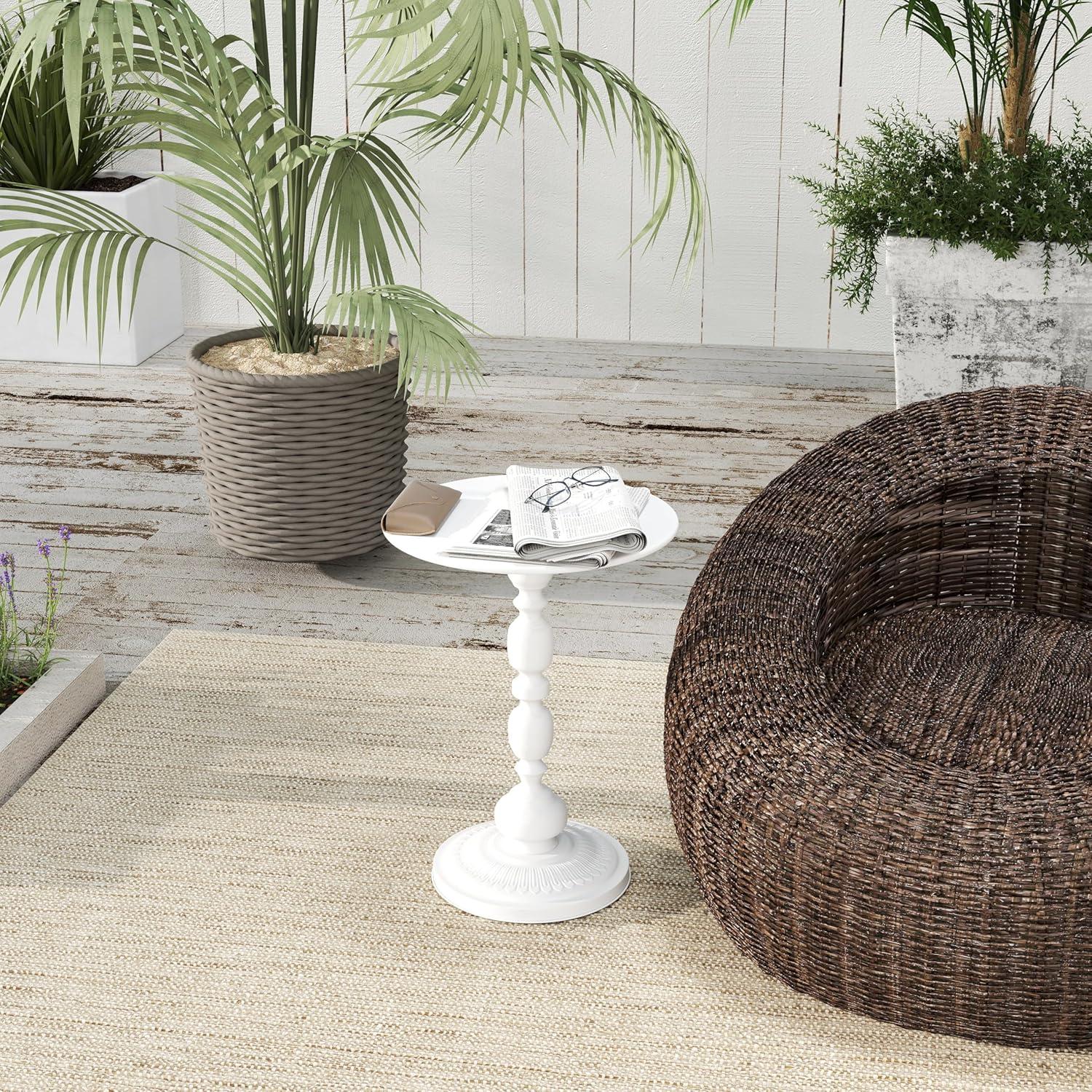 Runder Couchtisch 2er Set Weiß Metall Beistelltisch Retro-Stil 45cm