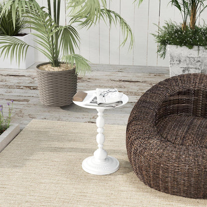 Runder Couchtisch 2er Set Weiß Metall Beistelltisch Retro-Stil 45cm