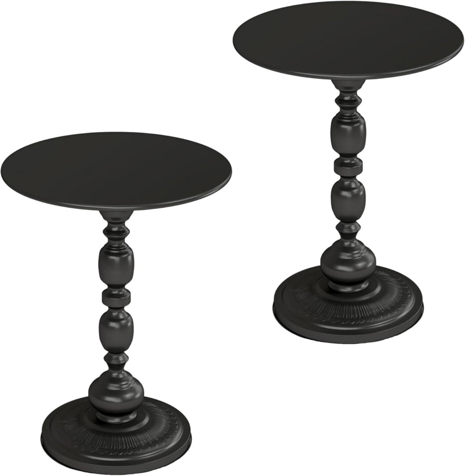 Runder Schwarz Metall Couchtisch 2er Set Vintage Beistelltisch