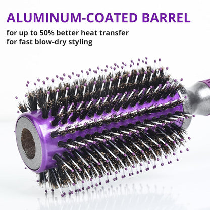 Rundbürste Wildschweinborsten Haarbürste Holzfass Aluminium 35mm