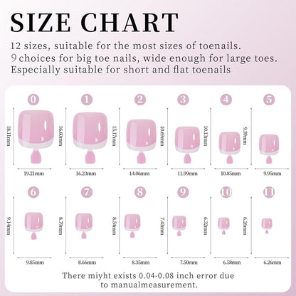 120er Set Französische Falsche Zehennägel – Natürlicher Look & DIY Pediküre