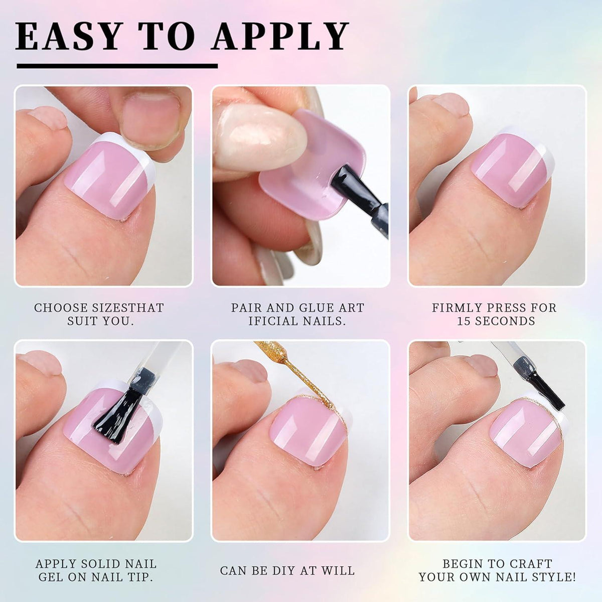 120er Set Französische Falsche Zehennägel – Natürlicher Look & DIY Pediküre