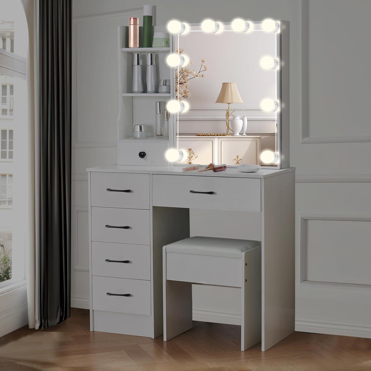 Schminktisch LED-Beleuchtung Spiegel Make-up Kosmetiktisch 3 Farben