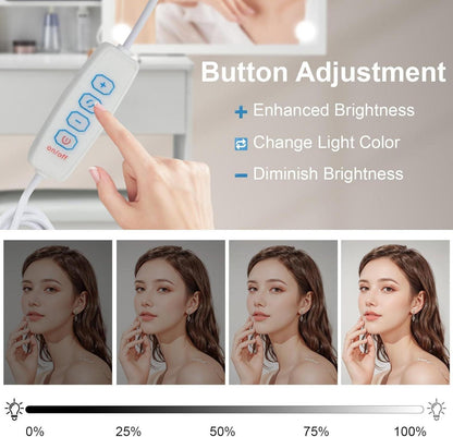 Schminktisch mit LED-Beleuchtung und Spiegel, Make-up Frisiertisch