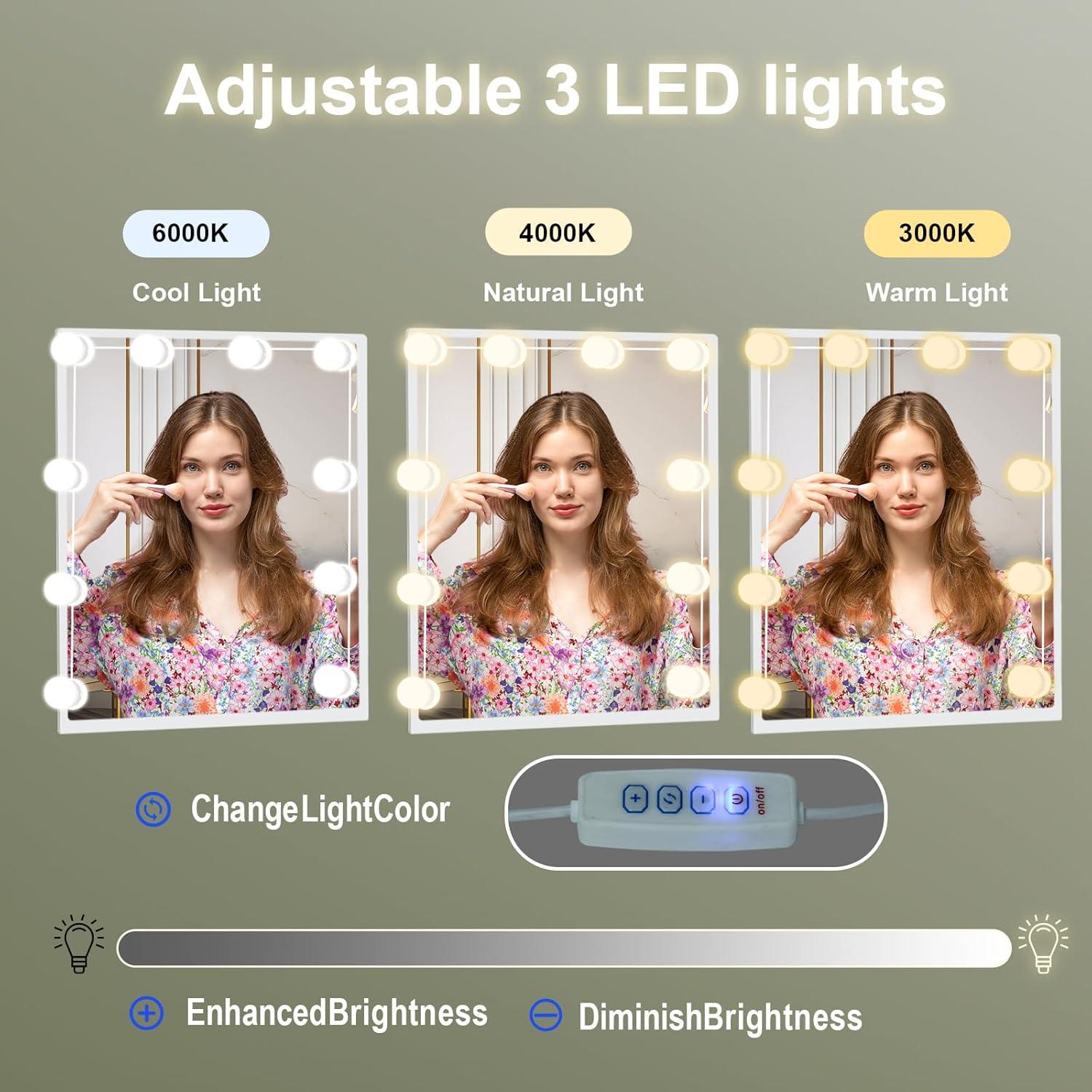 Schminktisch mit LED-Beleuchtung und verstellbarer Helligkeit