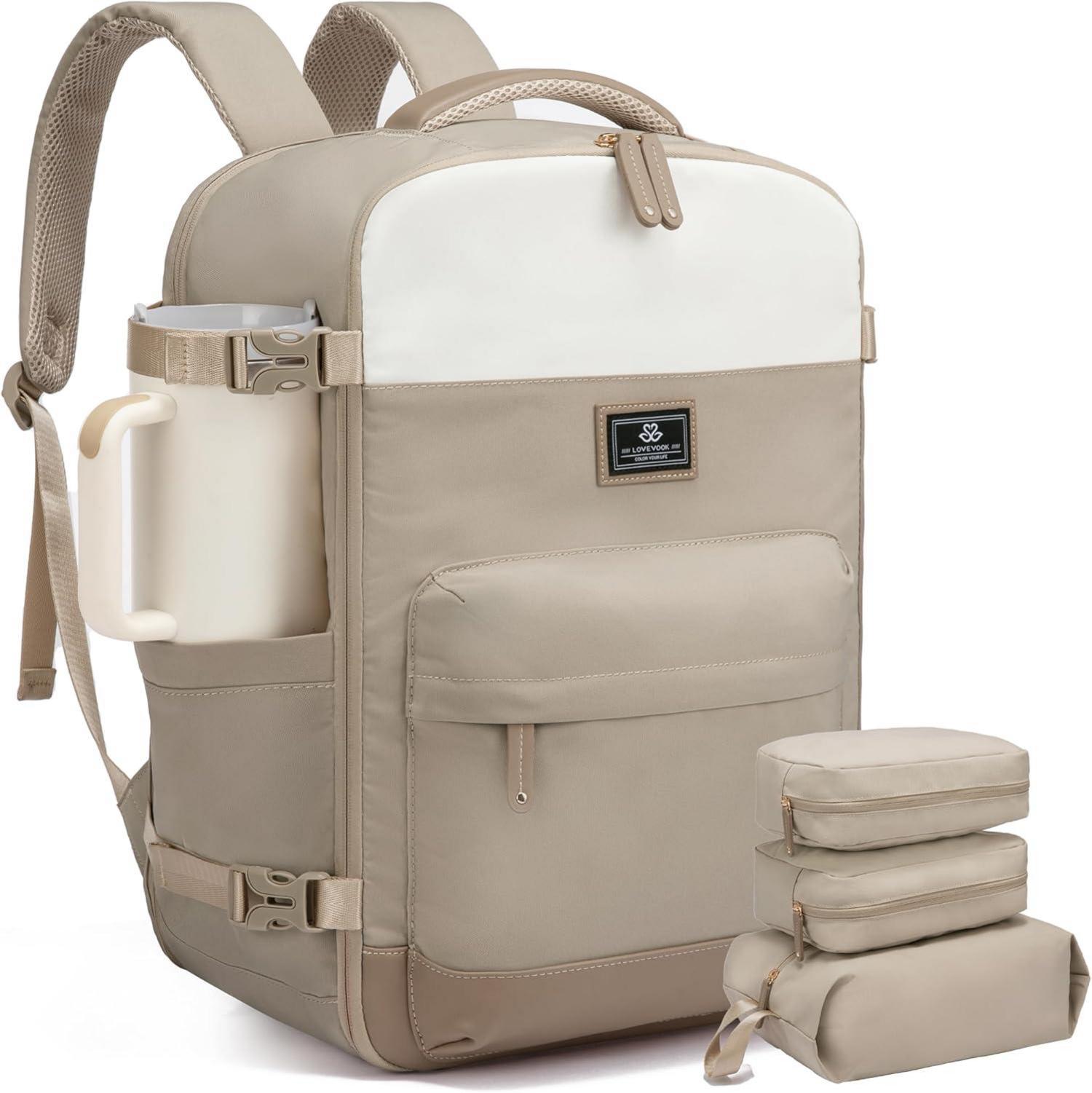 Handgepäck Rucksack 50L für 17,3 Zoll Laptop Beige Khaki