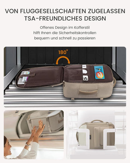 LOVEVOOK Großer 50L Rucksack Handgepäck für Damen, 17,3 Zoll Laptop, Business Reise Beige Khaki