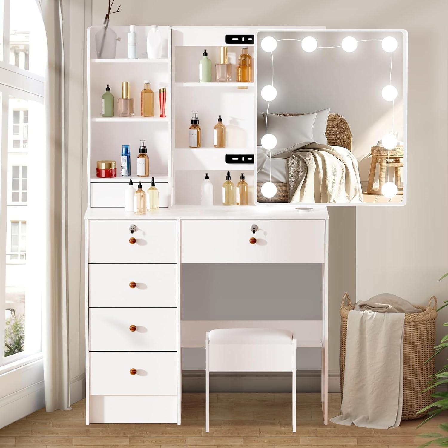 Schminktisch LED-Beleuchtung Spiegel Make-up Kosmetiktisch 3 Farben