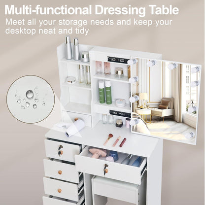 Schminktisch LED Spiegel Frisiertisch Make-up Kosmetiktisch 3 Farben