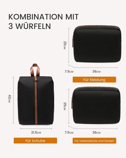 Reiserucksack Handgepäck 40L Damen 17,3 Zoll Laptopfach Beige Schwarz