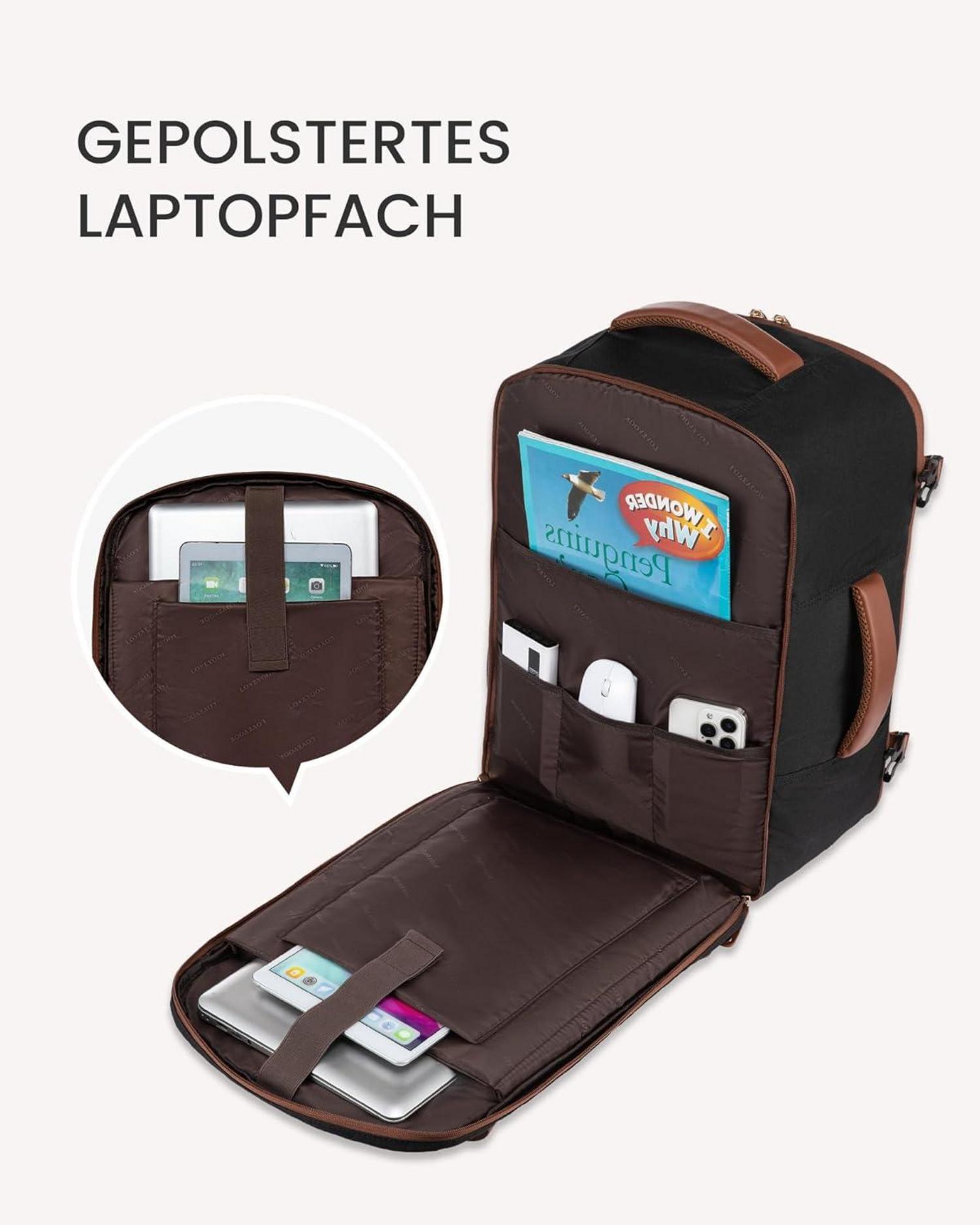 Handgepäck Rucksack 40L Reise Damen 17,3 Zoll Laptopfach Backpack