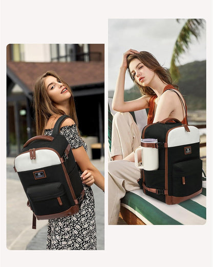 Handgepäck Rucksack 40L Reiserucksack Damen 17,3 Zoll Laptopfach - Schwarz