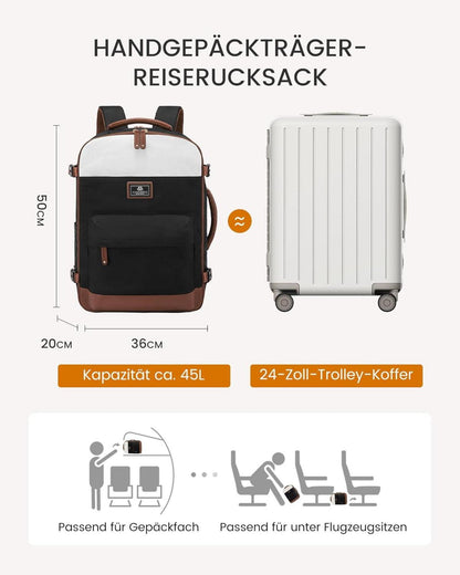 Großer Reise-Rucksack mit Laptopfach für Damen, Handgepäck geeignet