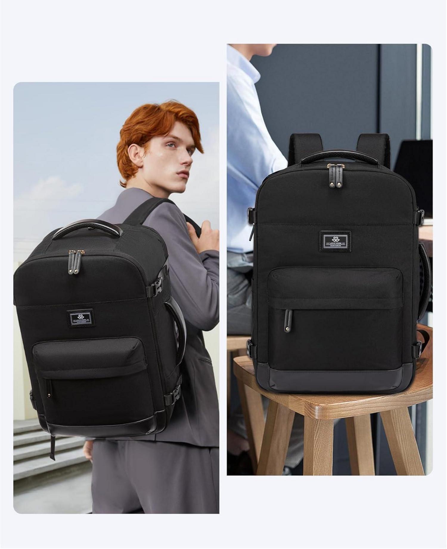 Handgepäck Rucksack 45L Schwarz Weekender 17,3 Zoll Laptop Business