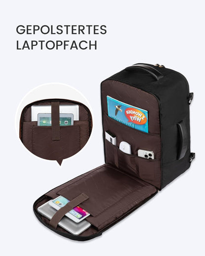 LOVEVOOK Rucksack Handgepäck 45L Cabin Bag für Reise Schwarz