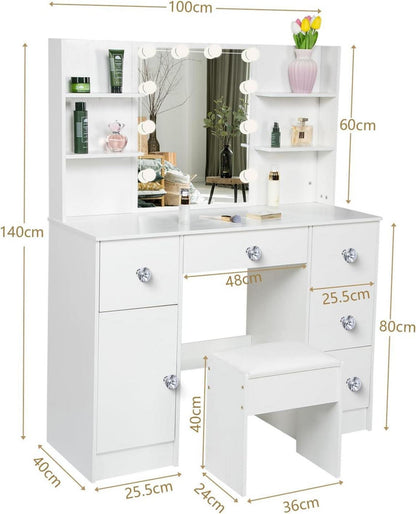 Schminktisch LED-Beleuchtung Spiegel Make-up Kosmetiktisch 3 Farben