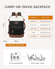 Handgepäck Rucksack 40x20x25cm 20L für Ryanair Eurowings Wizz - Beige