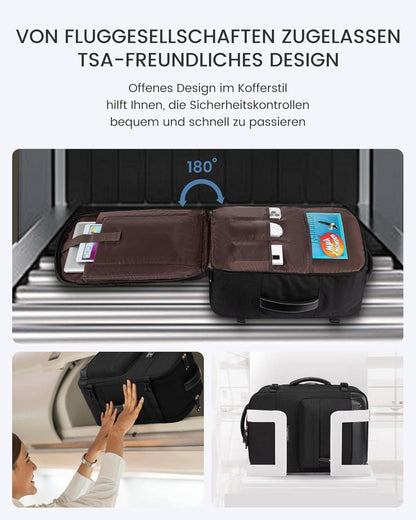 LOVEVOOK 40L Rucksack Handgepäck Flugzeug Reiserucksack 17,3 Zoll Laptop Weekender Tasche Schwarz