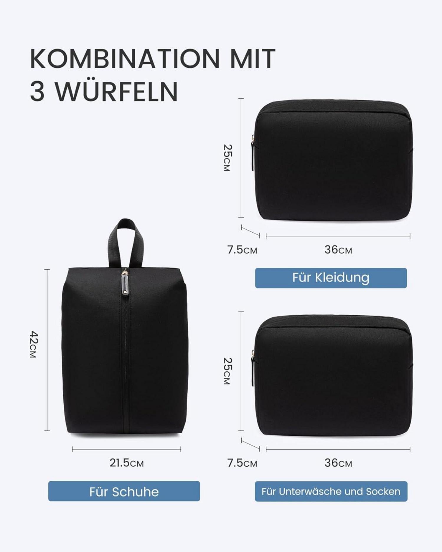 Handgepäck Rucksack 40L Reiserucksack Damen Herren Schwarz