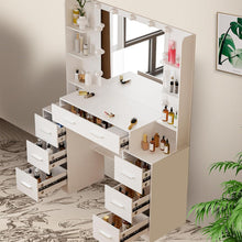 Schminktisch mit LED-Beleuchtung und Spiegel, Make-up
