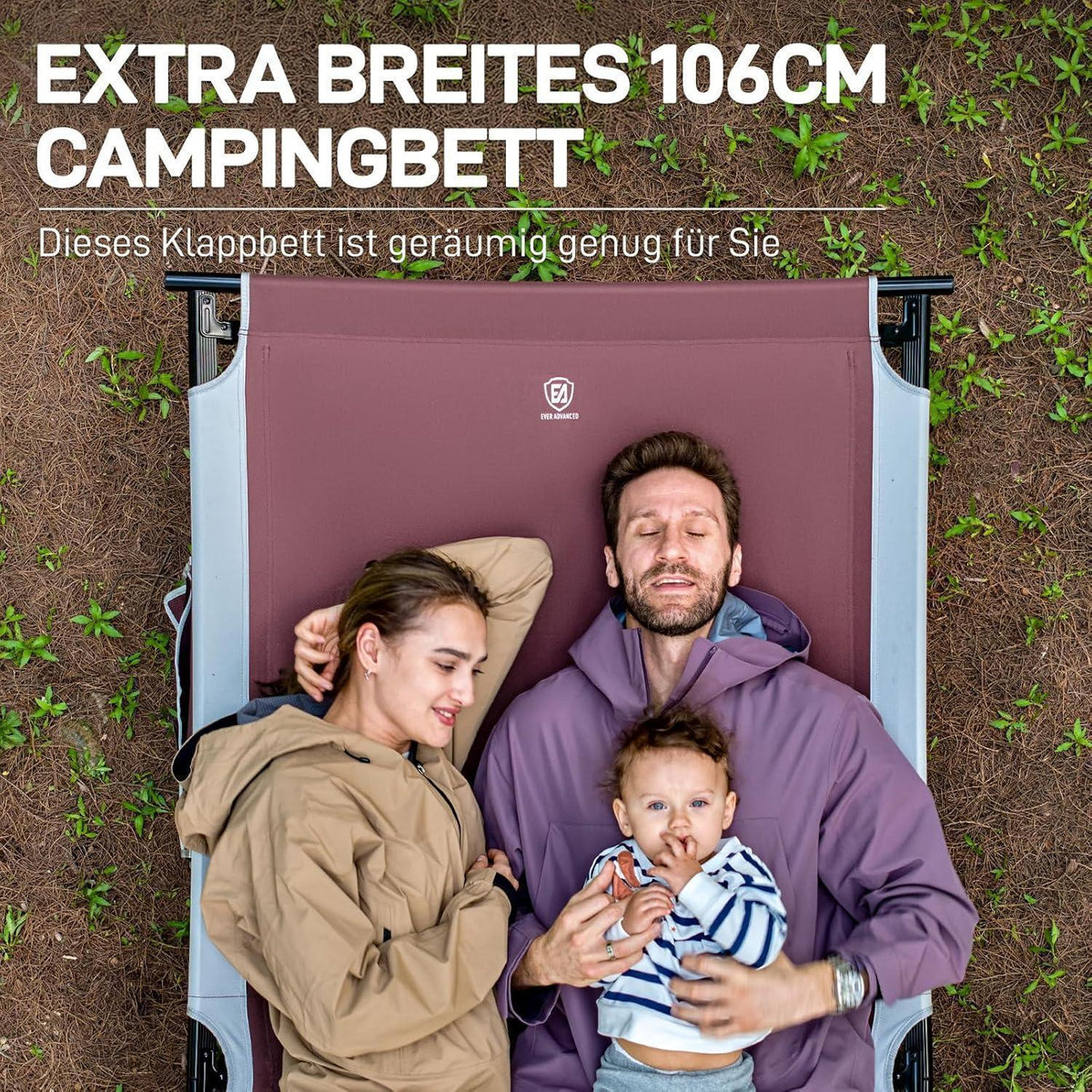 XXL Feldbett 214cm extra breit 300kg belastbar klappbar rot