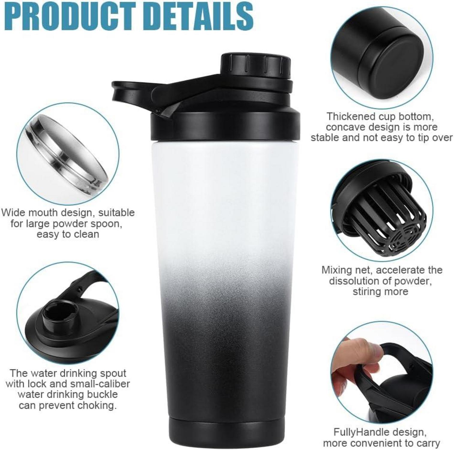 Edelstahl Protein Shaker Thermobecher 750ml Sports Fitness Scale Leak Proof BPA Free