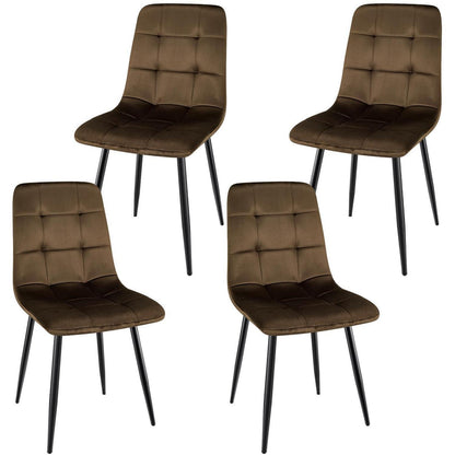 Gepolsterte Esszimmerstühle 4er Set, Samt & Metallfuß Braun