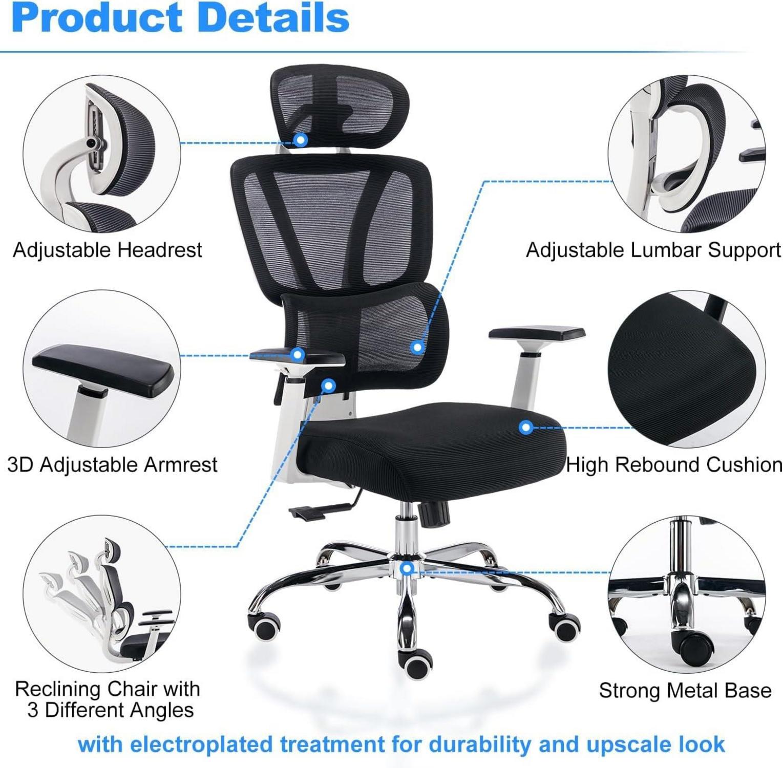 Ergonomischer Bürostuhl mit Wippfunktion und Lendenwirbelstütze