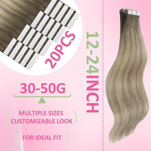 Echthaar Tape Extensions Ombre Blond Platinblond 40cm