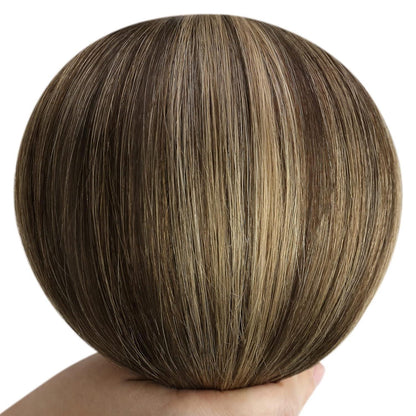 Echthaar Clip-in Extensions Ombre Dunkelbraun Aschblond 35cm