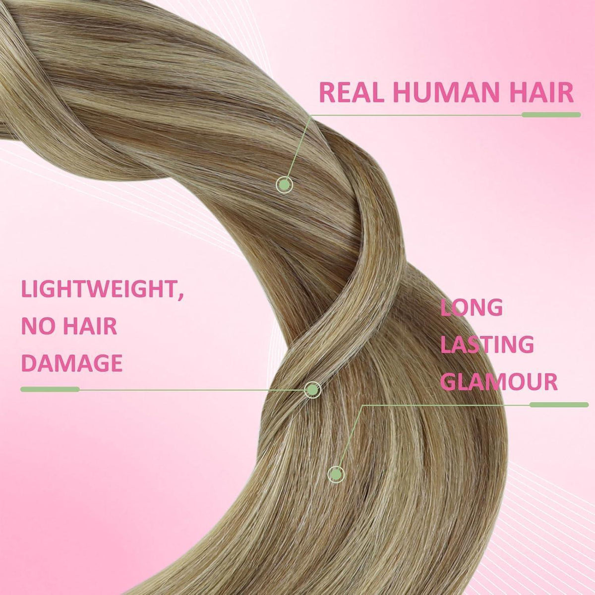 Echthaar Tape Extensions Braun Blond 50cm