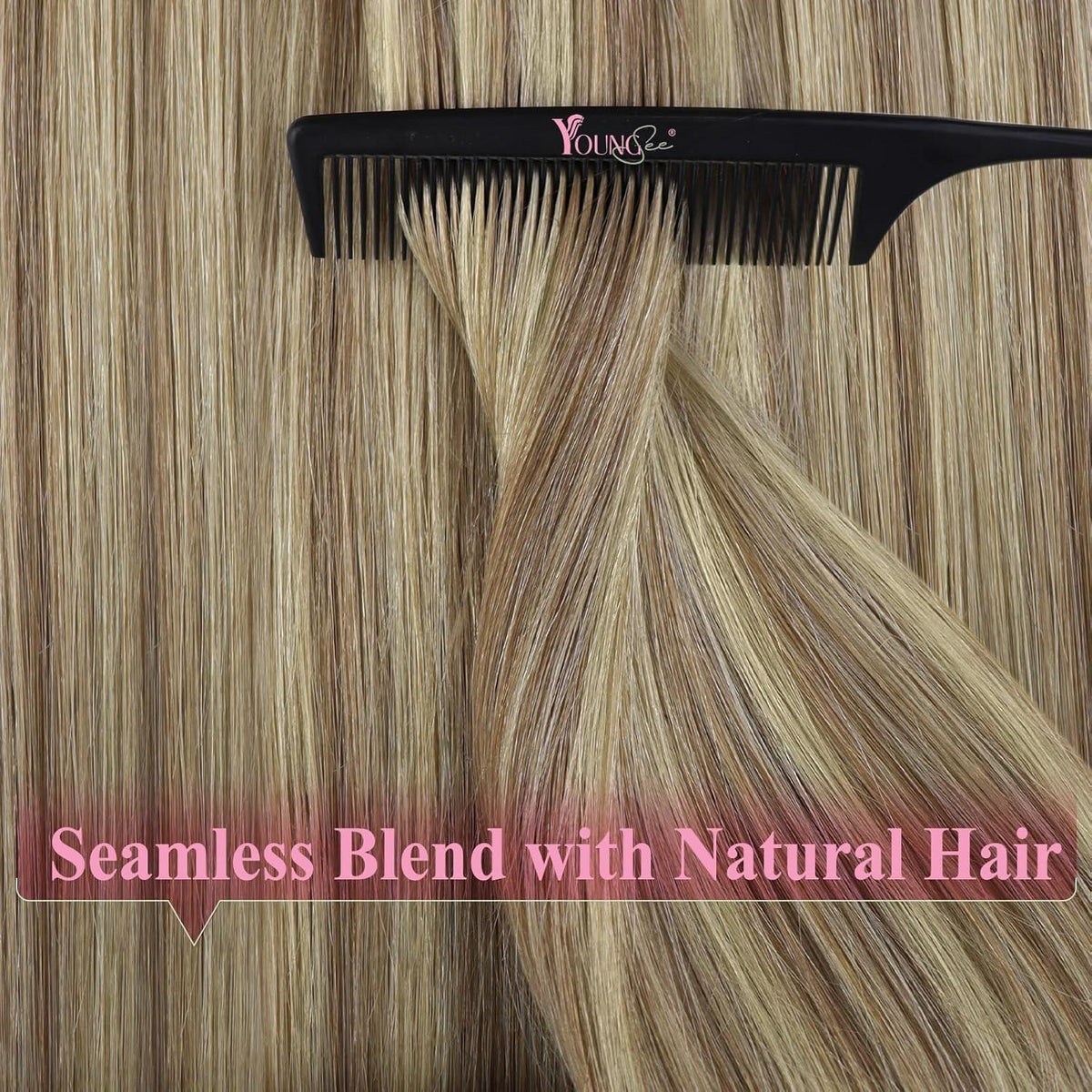 Echthaar Tape Extensions Braun Blond 50cm
