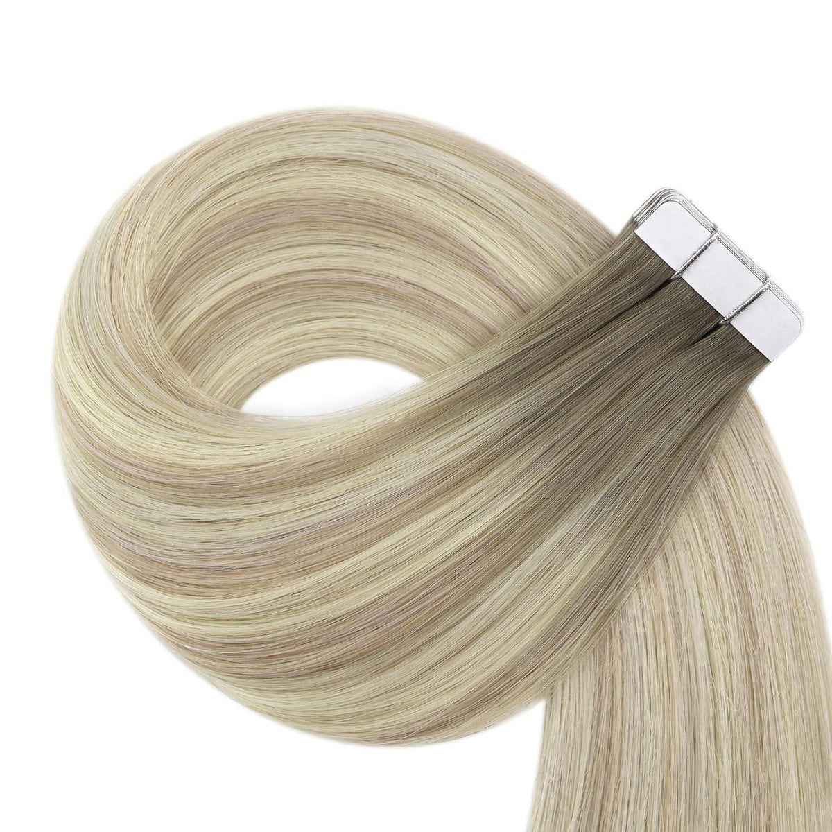 Echthaar Tape Extensions Blond 55cm – Aschblond Ombre