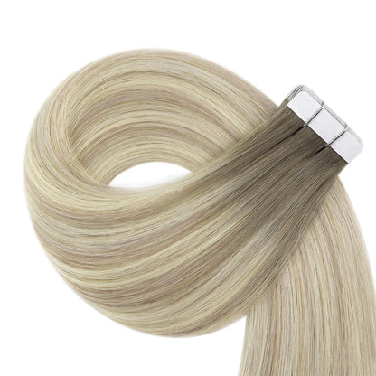Echthaar Tape Extensions Blond 55cm – Aschblond Ombre