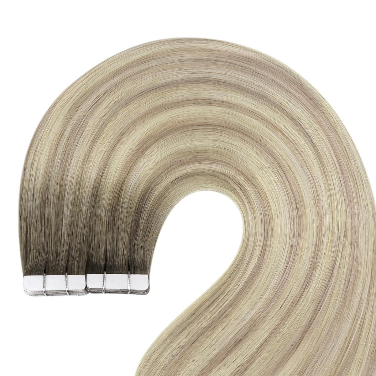 Echthaar Tape Extensions Blond 55cm – Aschblond Ombre