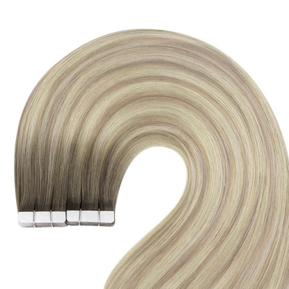 Echthaar Tape Extensions Blond 55cm – Aschblond Ombre