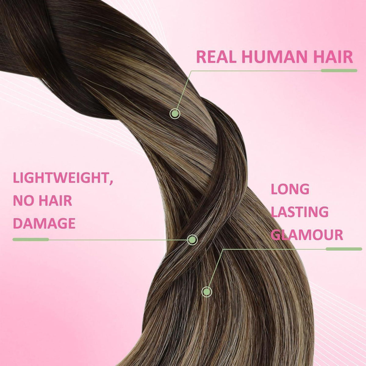 Echthaar Tape Extensions Ombre Dunkelbraun Blond 60cm