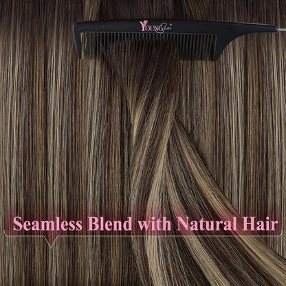 Echthaar Tape Extensions Ombre Dunkelbraun Blond 60cm
