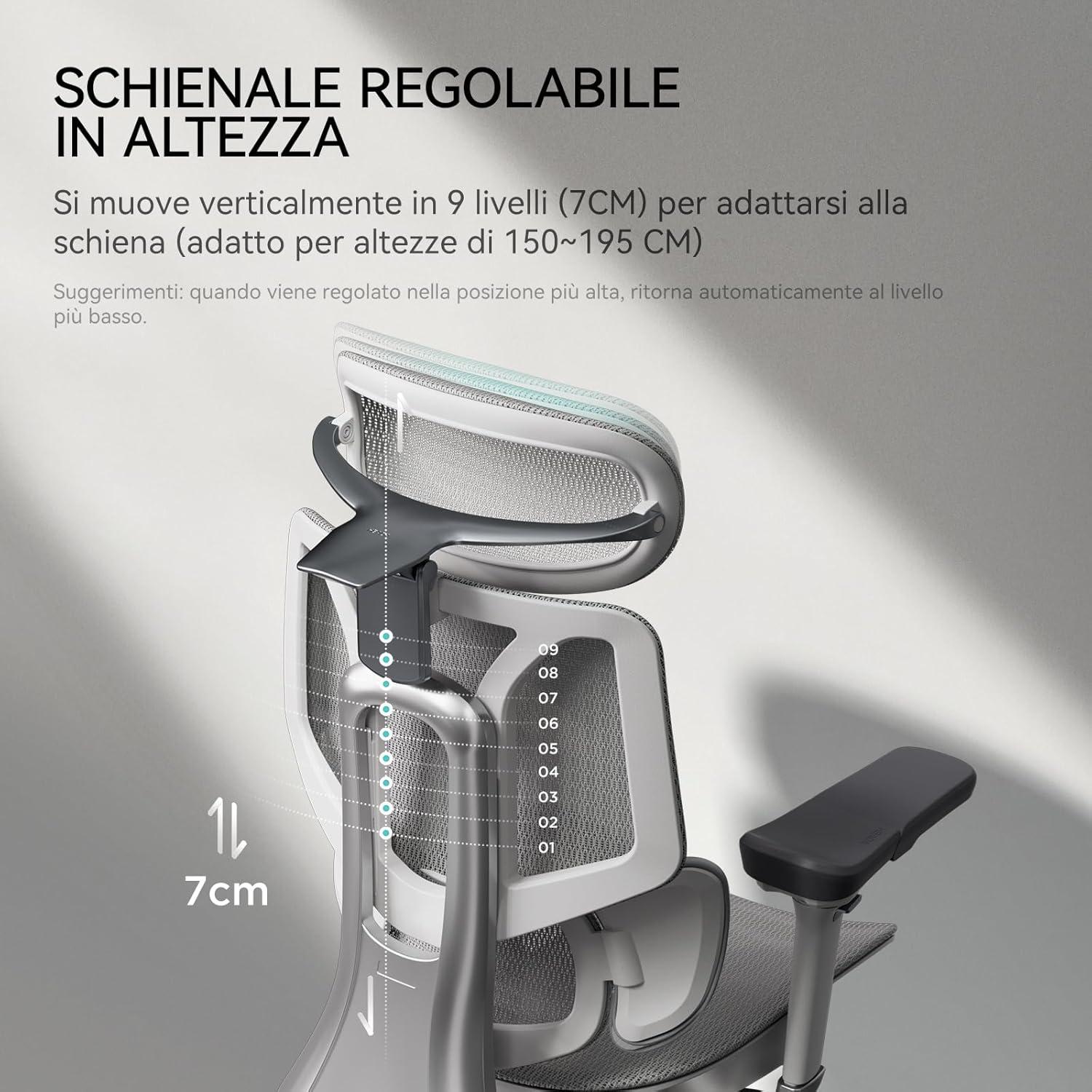 Ergonomischer Bürostuhl mit dynamischer Lendenwirbelstütze & verstellbarer