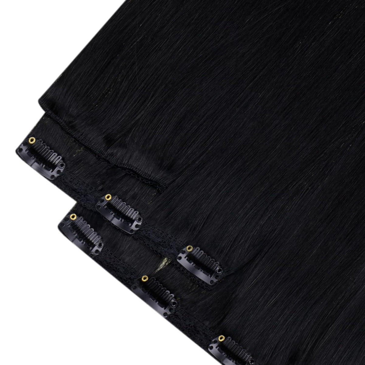 Echthaar Clip-Ins Schwarz 45cm - 120g, Glatt & Voluminös