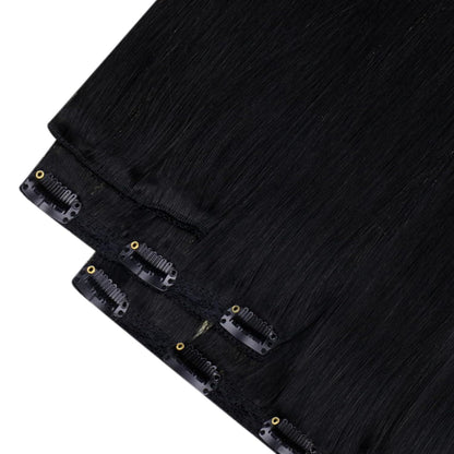 Echthaar Clip-Ins Schwarz 45cm - 120g, Glatt & Voluminös