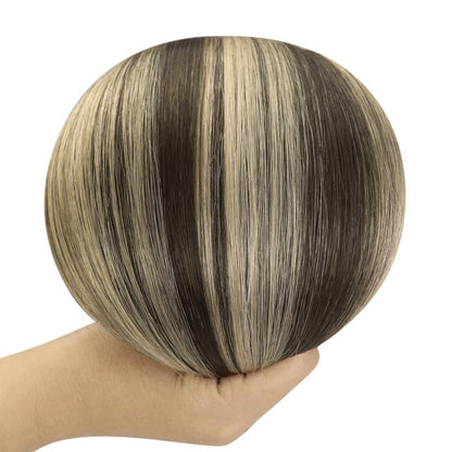 Clip-in Echthaar Extensions Ombre Dunkelbraun-Aschblond 45cm