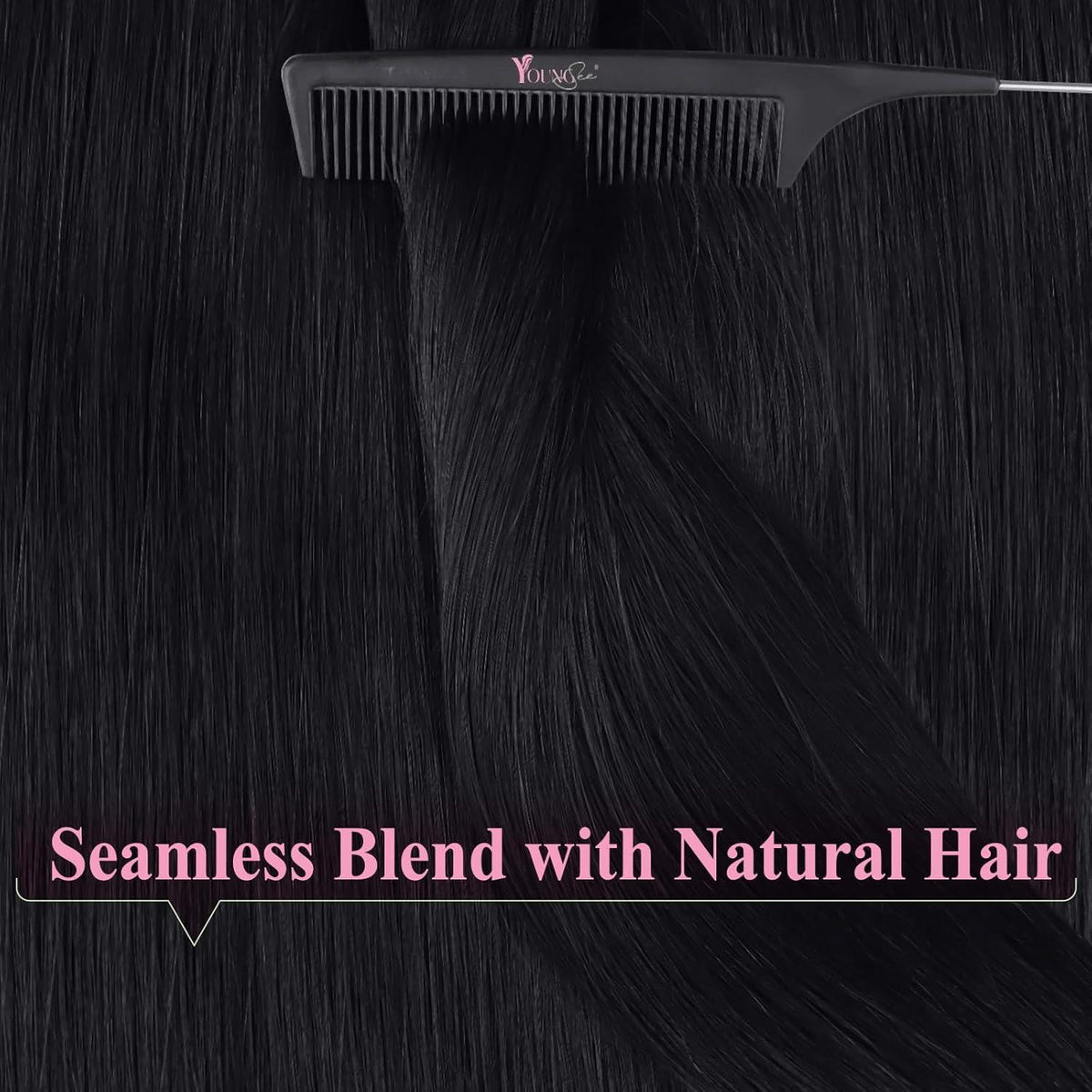 Echthaar Tape Extensions Schwarz 70 cm – Remy Haarextension