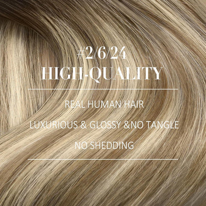Clip-in Echthaar Extensions Braun Balayage Blond 50cm