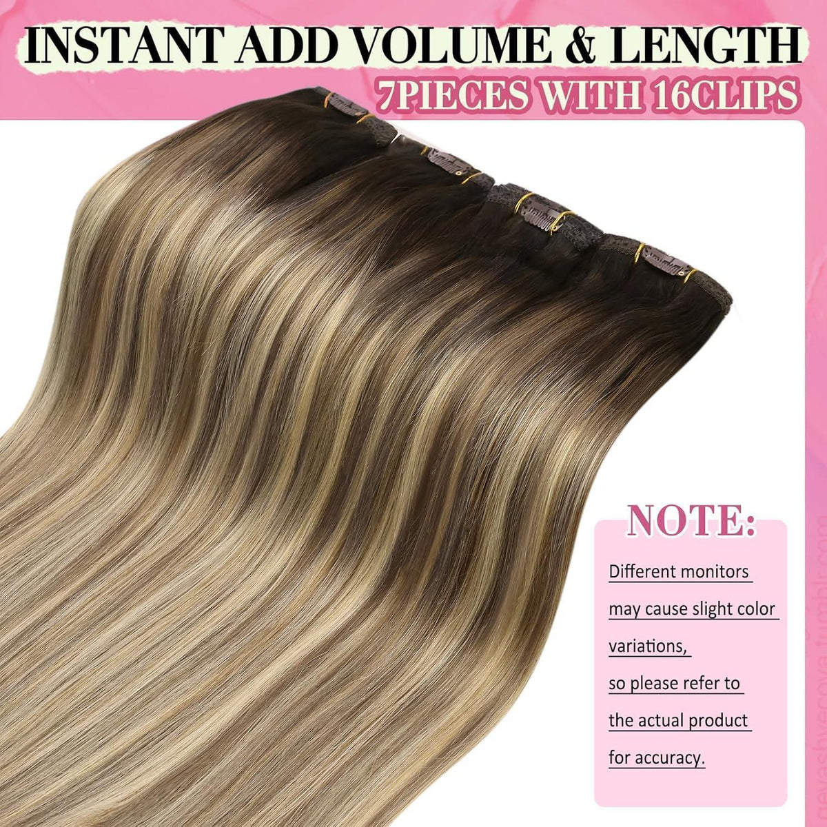 Clip-in Echthaar Extensions Braun Balayage Blond 50cm