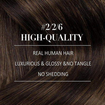 Clip-in Echthaar Extensions Ombre Dunkelbraun 55cm
