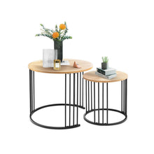 Satztisch Couchtisch 2er Set rund modern Beistelltisch Nachttisch Holz