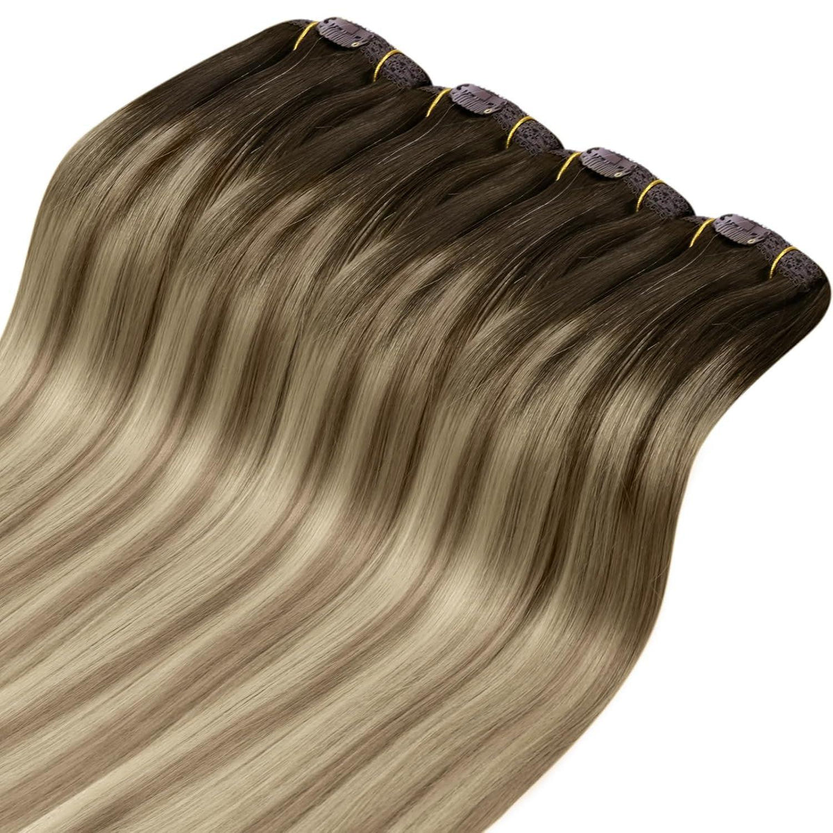 Echthaar Clip-in Extensions Braun Balayage 55 cm